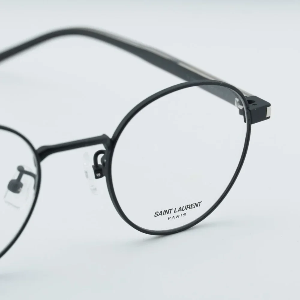 Saint Laurent SL848/J 001 Round Eyeglasses – Shiny Black 49mm